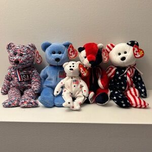 NWT Ty Set of 5 American Beanie Babies/ Teenie Beanie